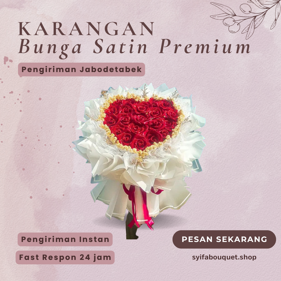 Satin Flower arrangement-Heart Edition (Red Roses)